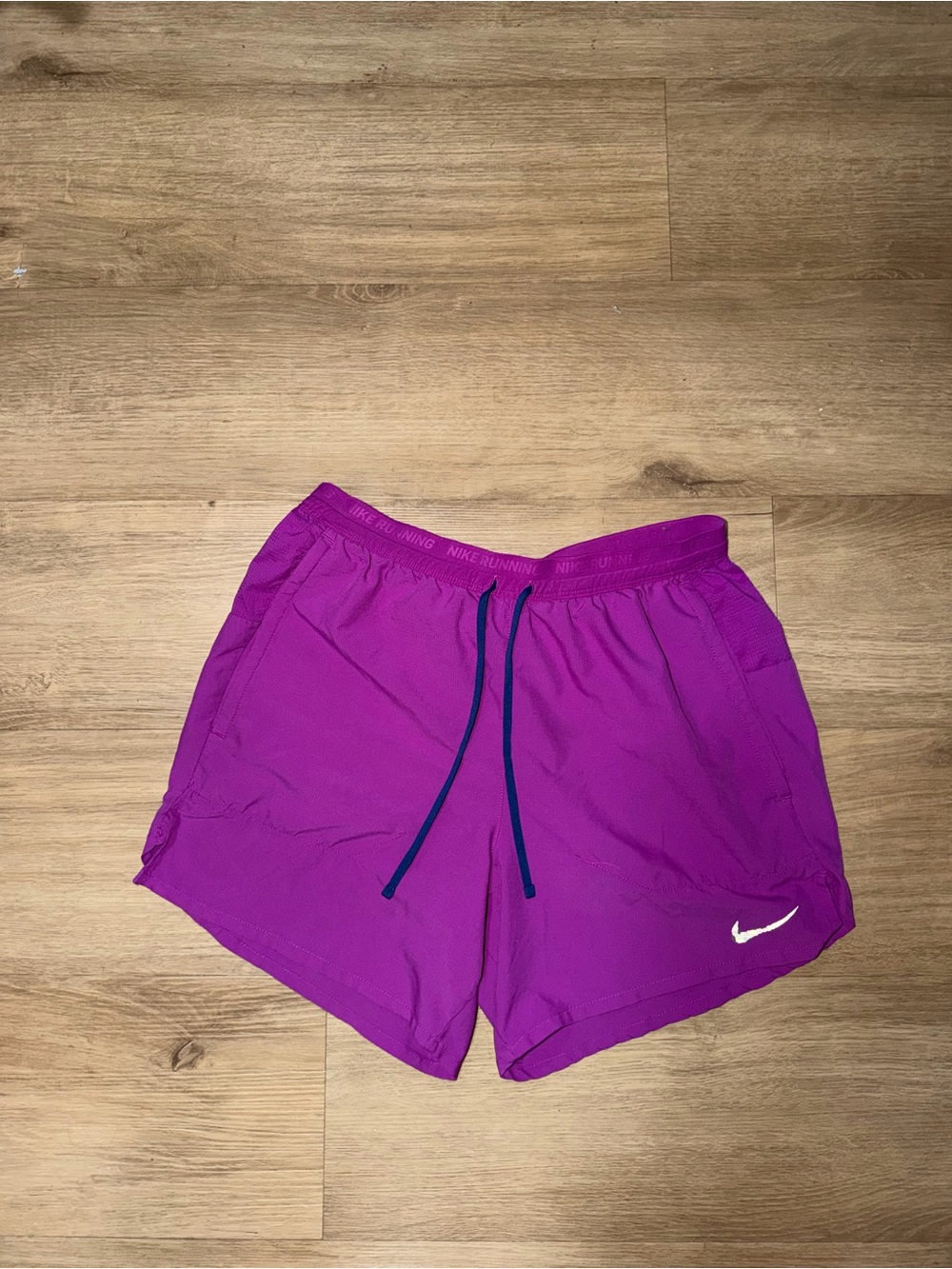 Nike Purple Women's Athletic Shorts with Dark Blue Drawstring